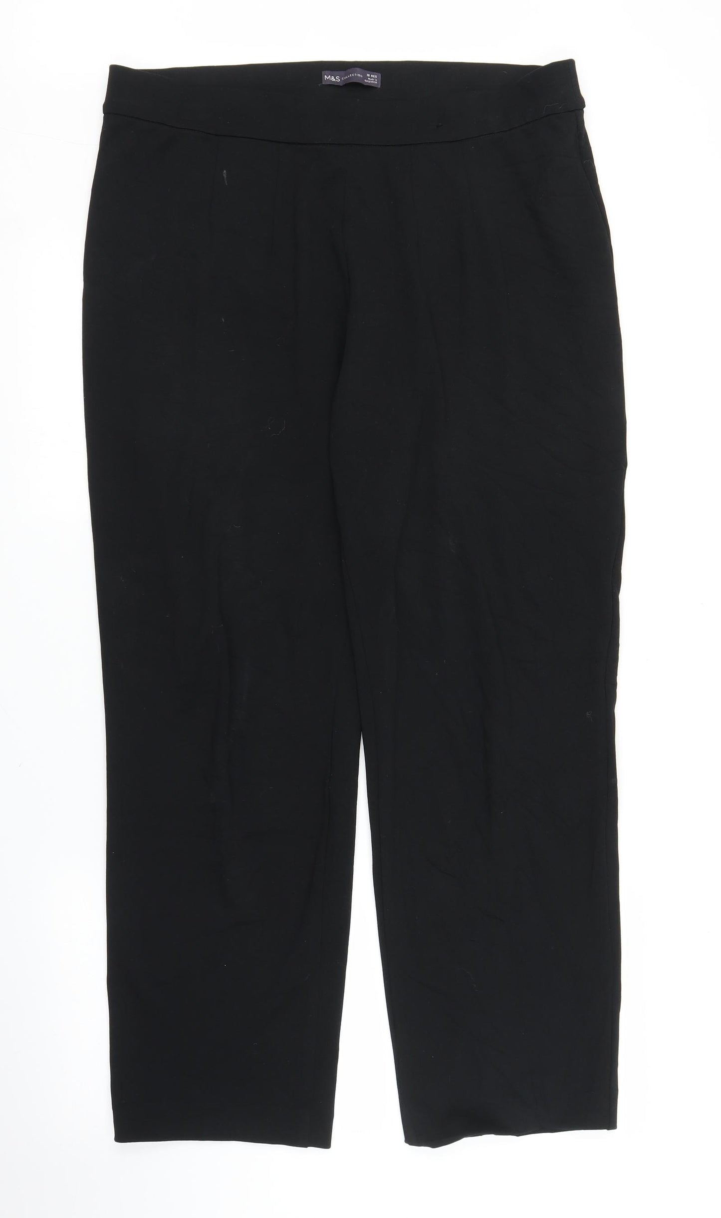 M&S Womens Black   Trousers  Size 18 L27 in
