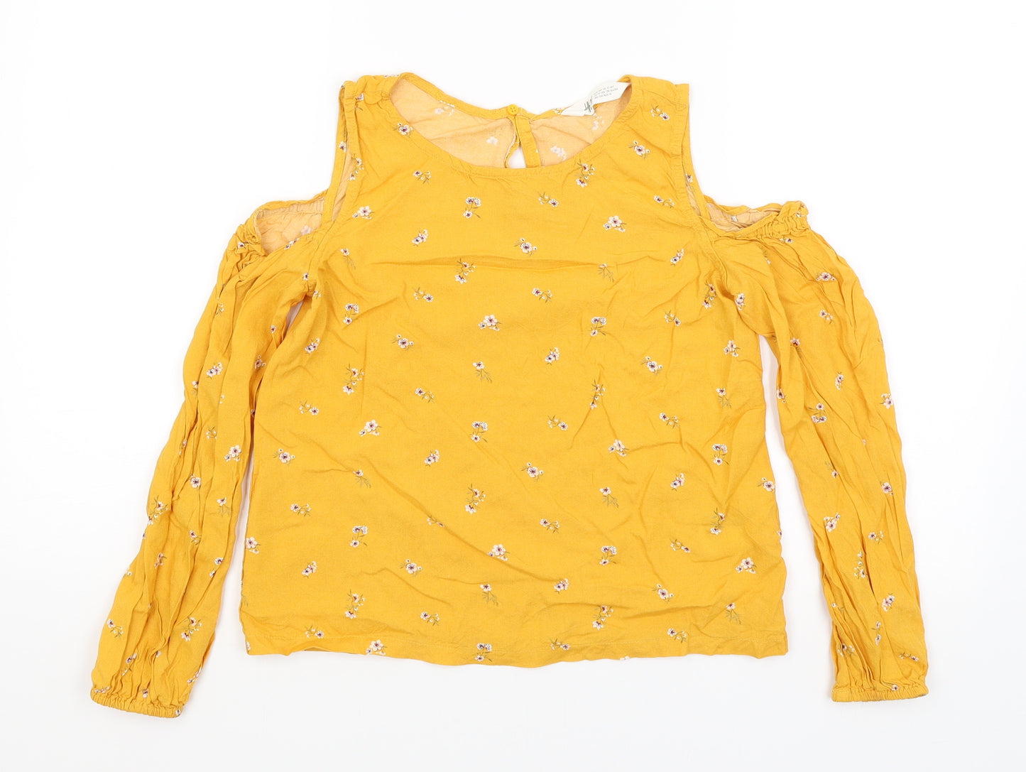 H&M Girls Yellow Floral  Basic T-Shirt Size 13-14 Years