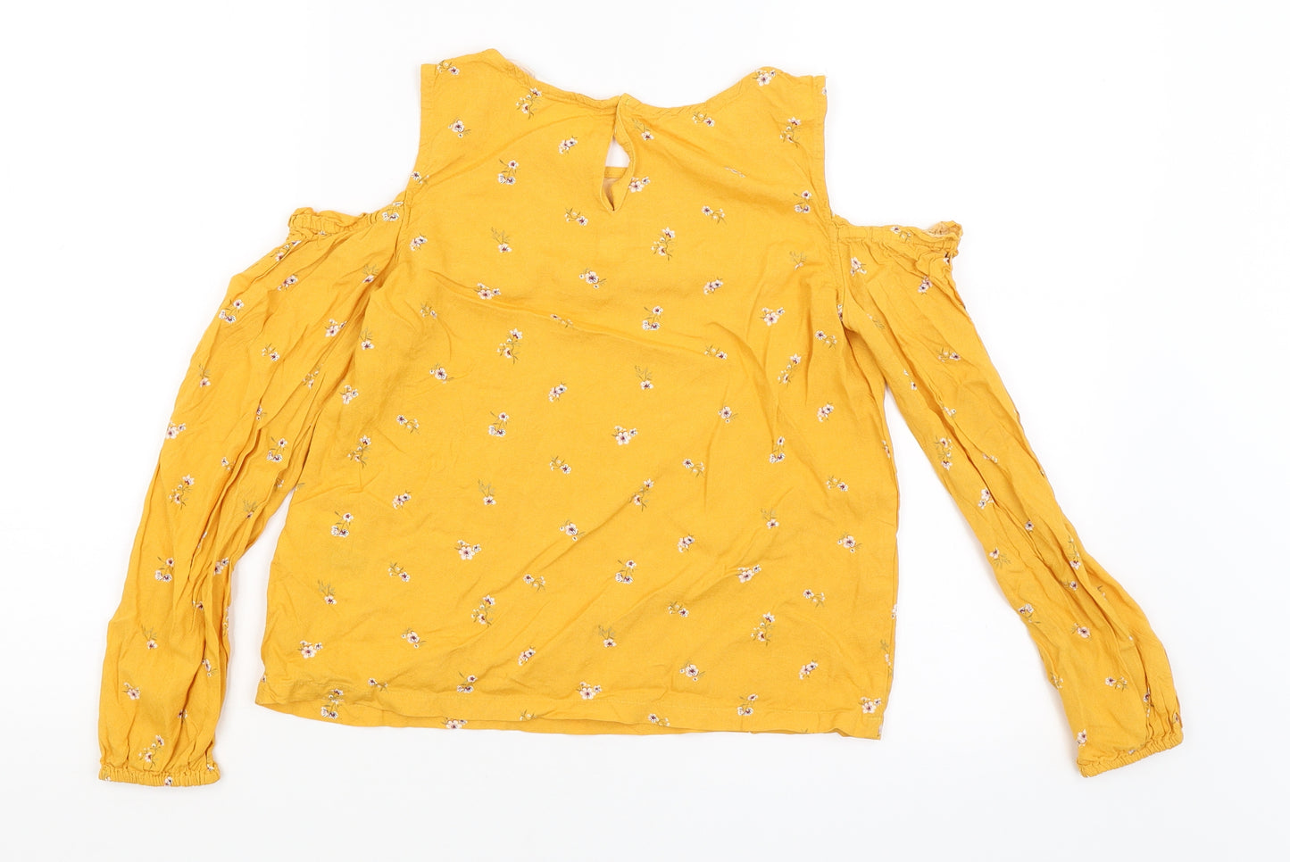 H&M Girls Yellow Floral  Basic T-Shirt Size 13-14 Years