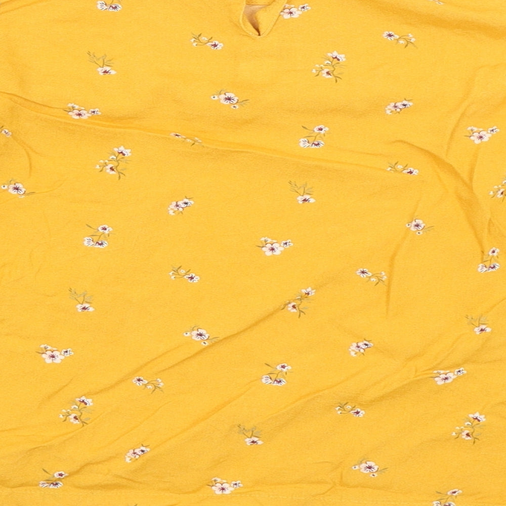 H&M Girls Yellow Floral  Basic T-Shirt Size 13-14 Years