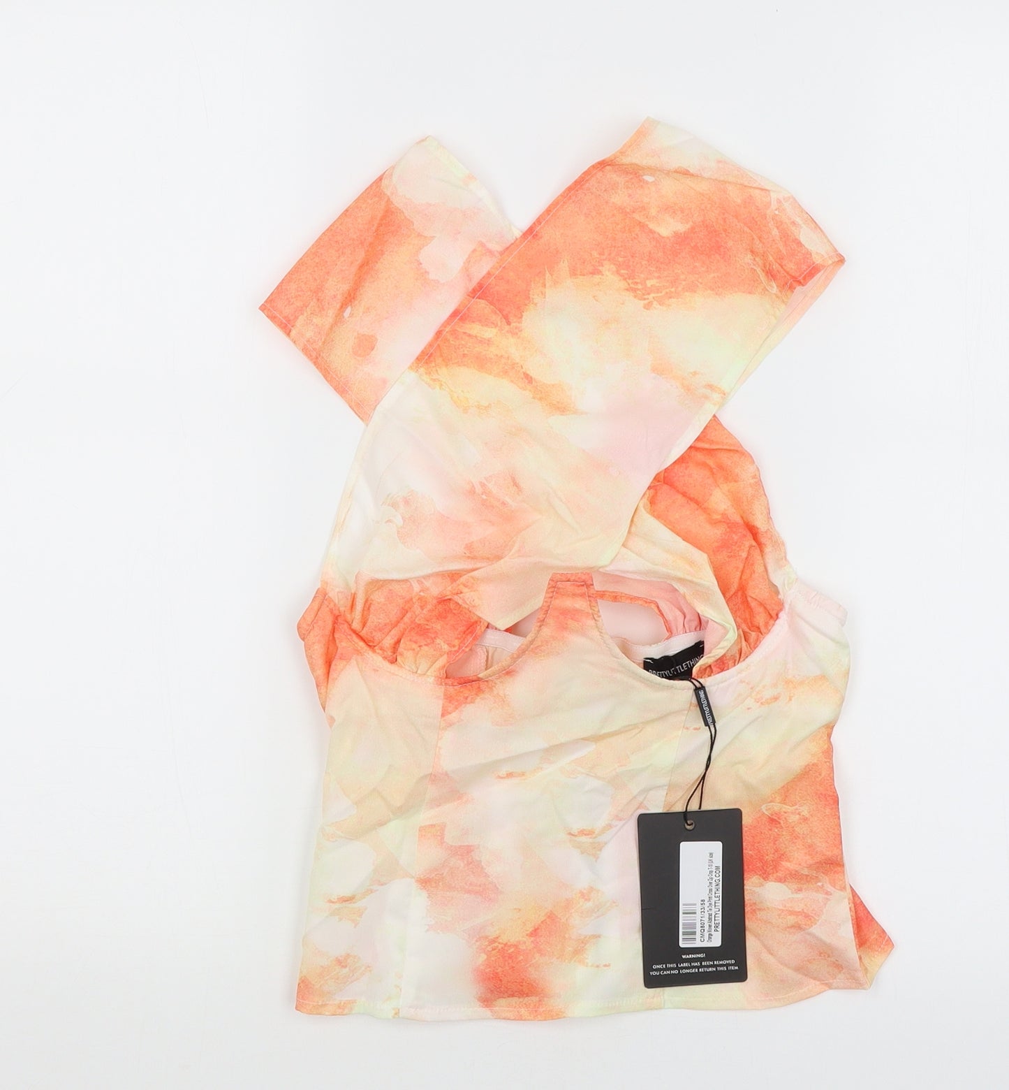 Pretty Little Thing Womens Orange   Cropped Blouse Size 10