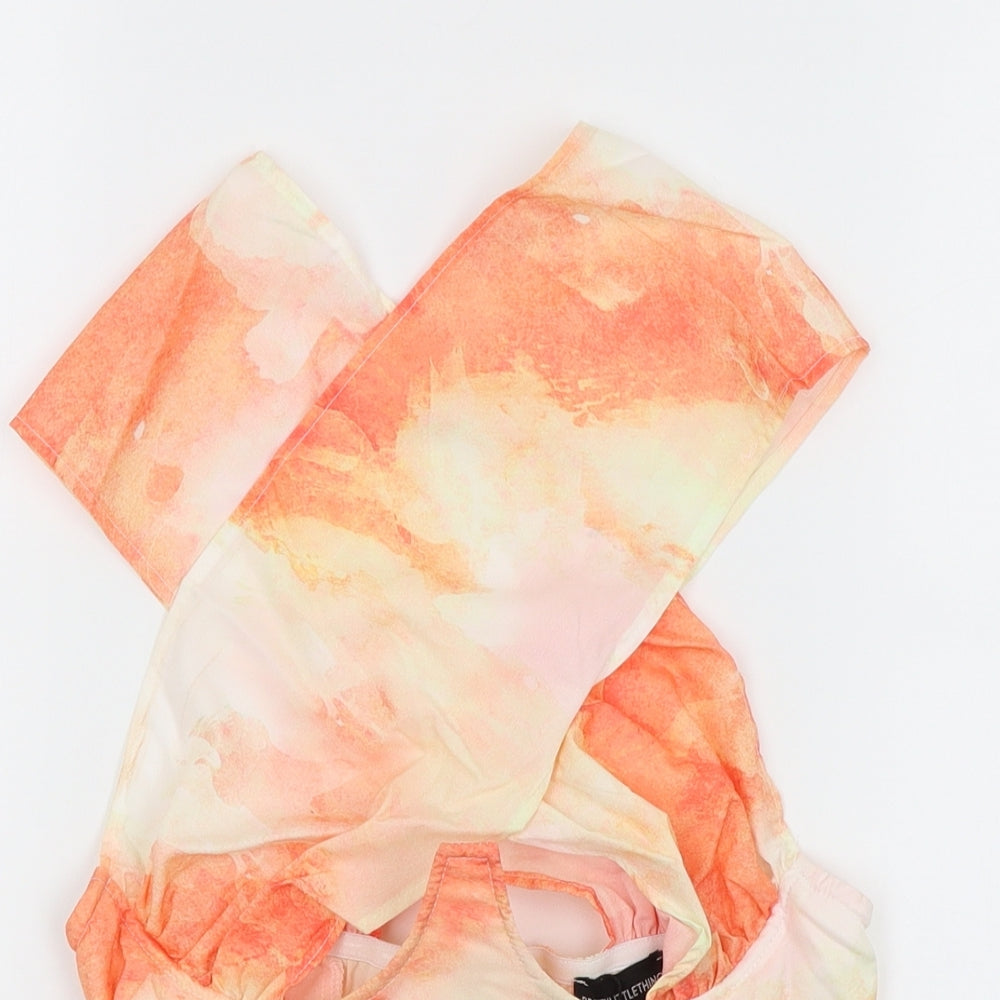 Pretty Little Thing Womens Orange   Cropped Blouse Size 10