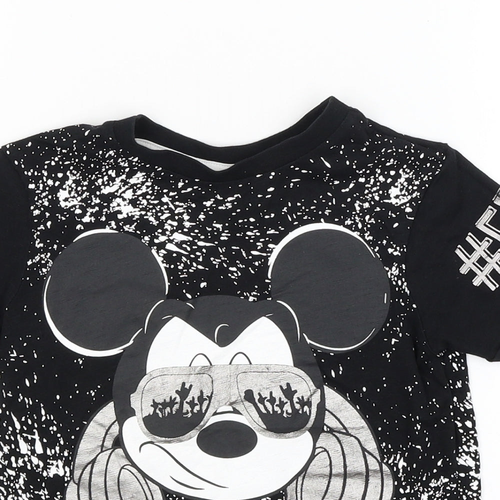 Disney Boys Black   Basic T-Shirt Size 4-5 Years  - Mickey Mouse