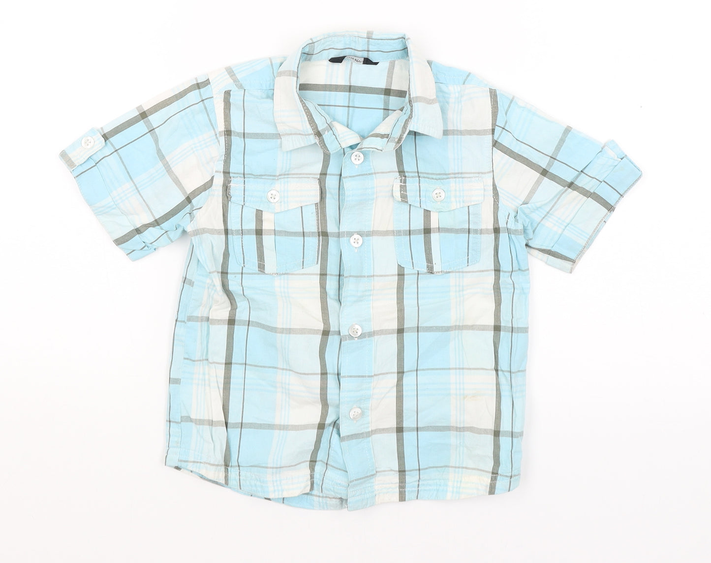 George Boys Blue Plaid  Basic Button-Up Size 3-4 Years