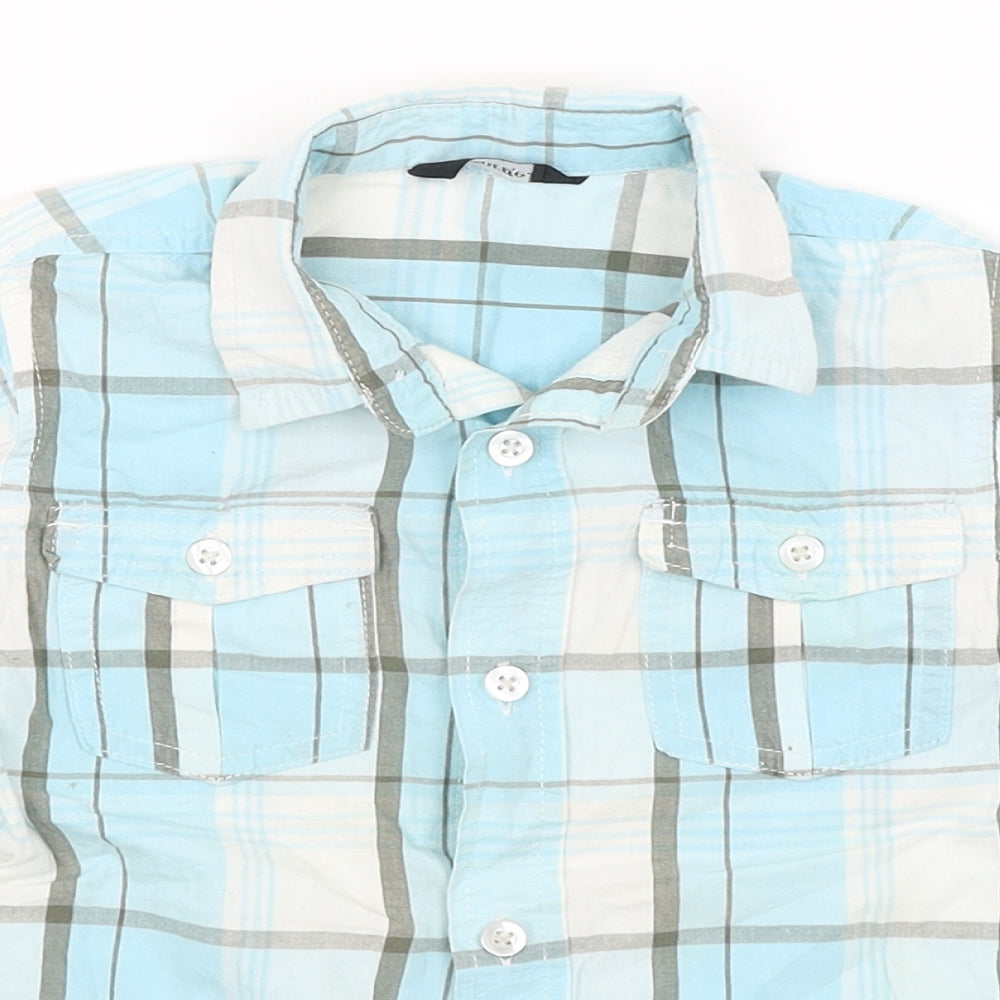 George Boys Blue Plaid  Basic Button-Up Size 3-4 Years