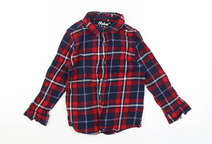 Rebel Boys Red Plaid  Basic Button-Up Size 3-4 Years