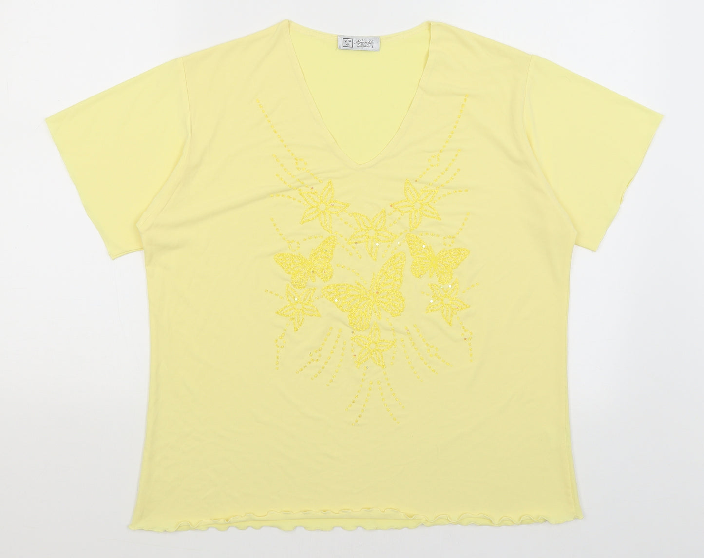 Nouvelle London Womens Yellow   Basic T-Shirt Size L