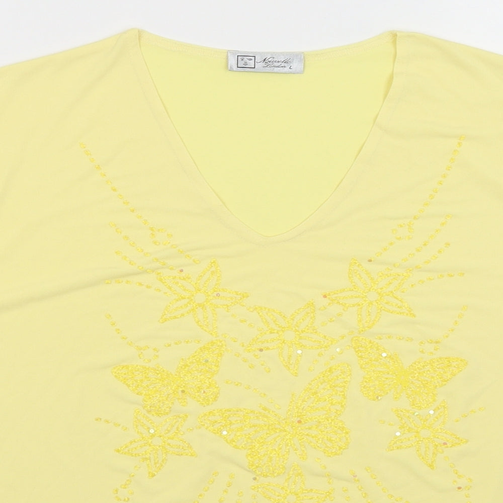 Nouvelle London Womens Yellow   Basic T-Shirt Size L