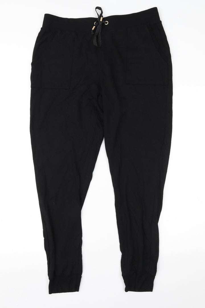F&F Womens Black Sweatpants Trousers Size 14 L26 in