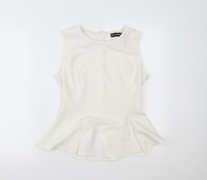 PRETTYLITTLETHING Womens White Henley Jumper Size 8