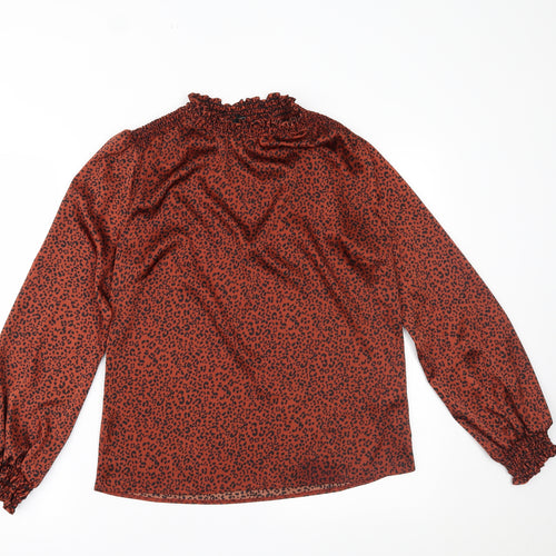 George Womens Orange Animal Print  Basic Blouse Size 8