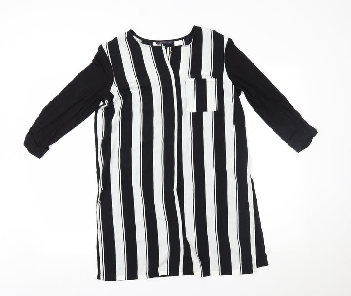 Marks and Spencer Womens Black Striped  Basic Button-Up Size 10