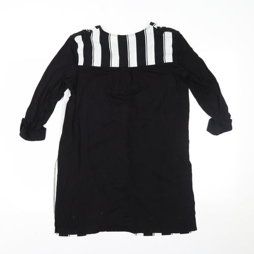 Marks and Spencer Womens Black Striped  Basic Button-Up Size 10
