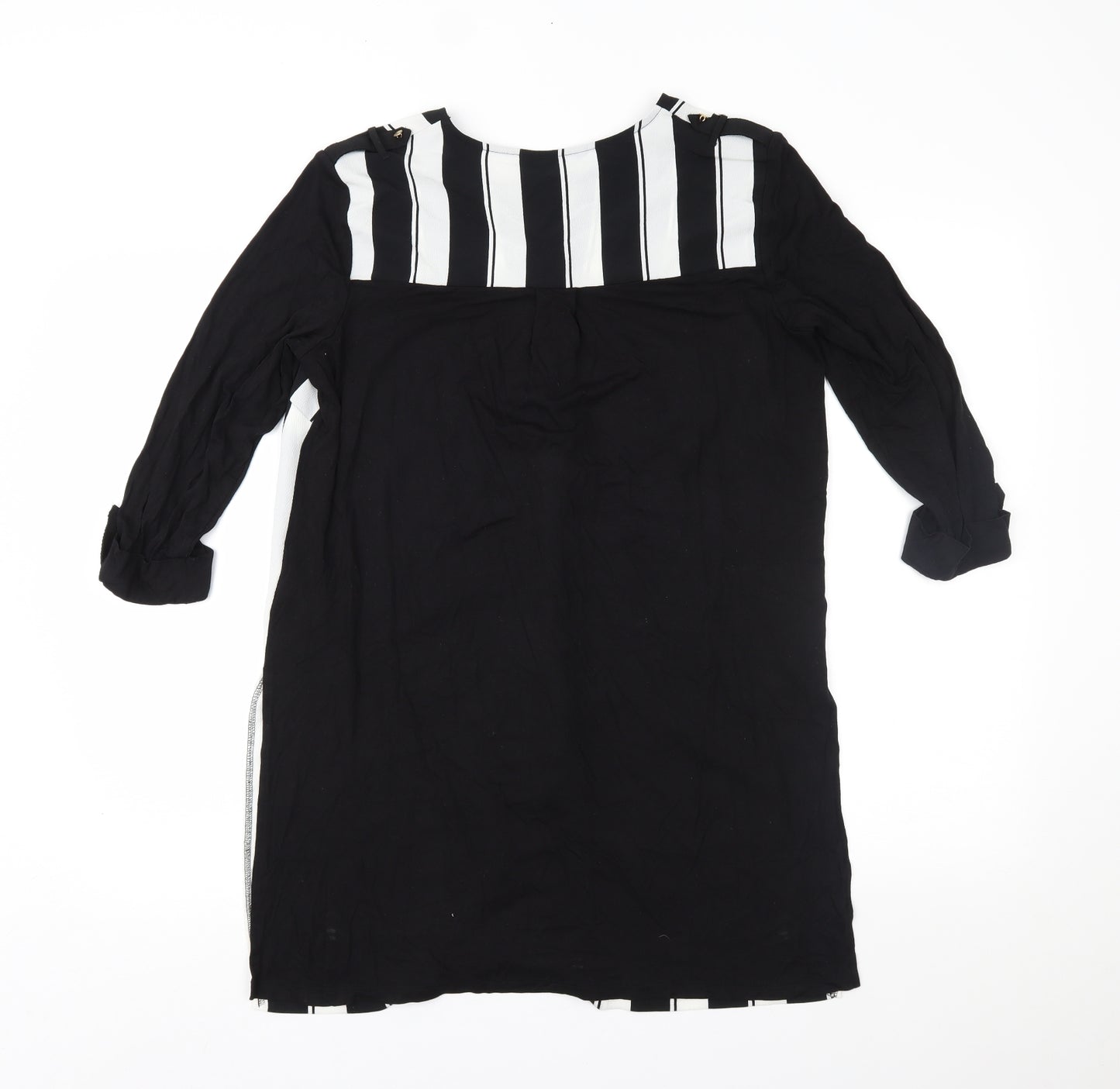 Marks and Spencer Womens Black Striped  Basic Button-Up Size 10