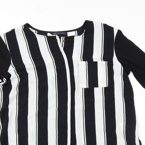 Marks and Spencer Womens Black Striped  Basic Button-Up Size 10
