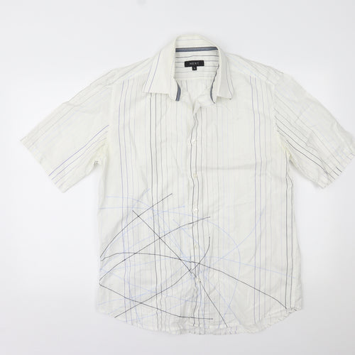 NEXT Mens White Striped   Button-Up Size L