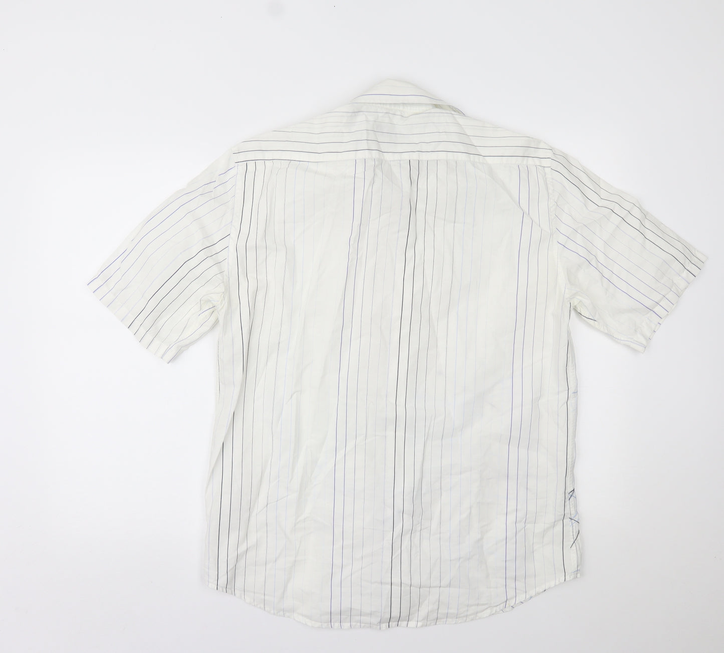 NEXT Mens White Striped   Button-Up Size L