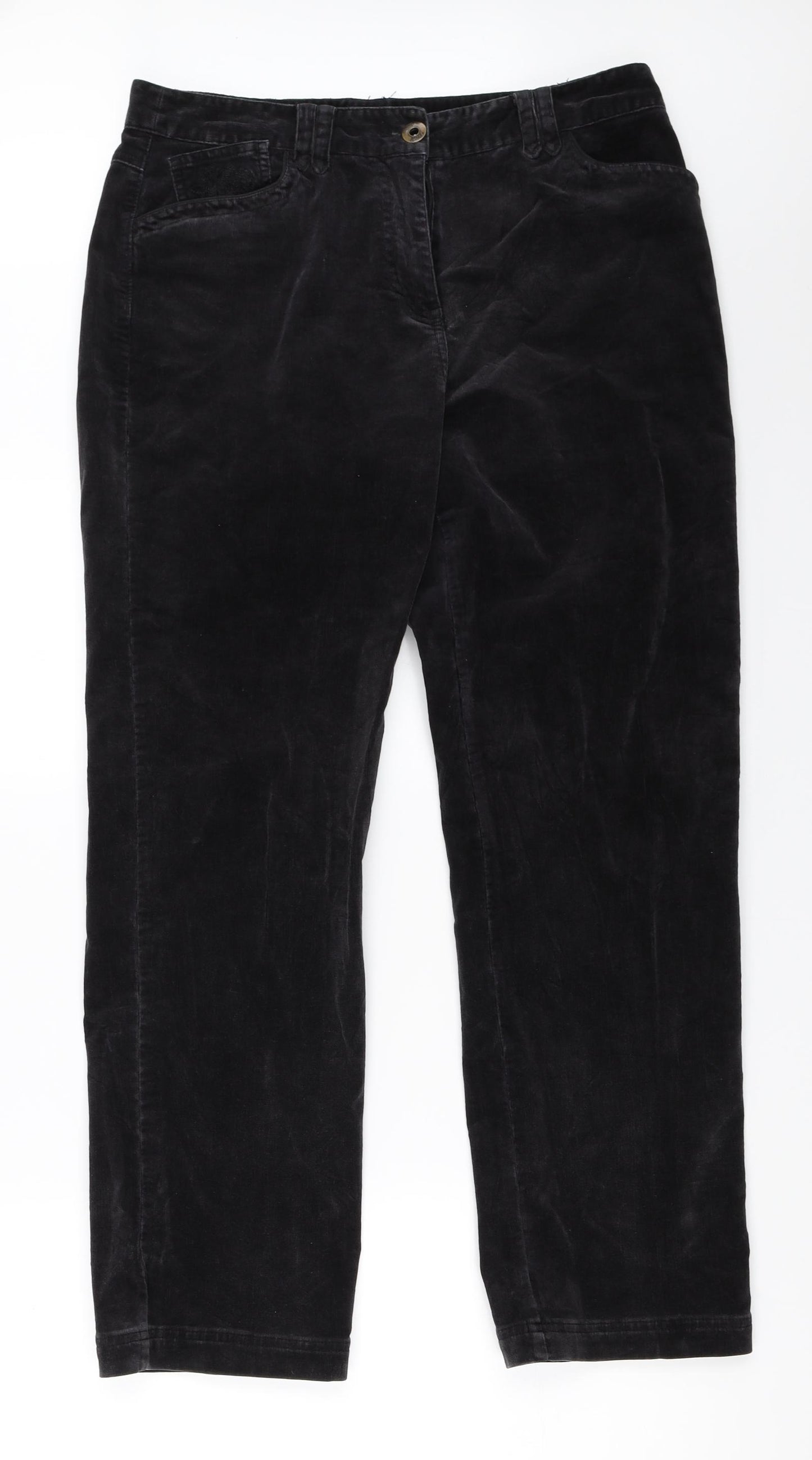 DASH Womens Black  Corduroy Straight Jeans Size 14 L29 in