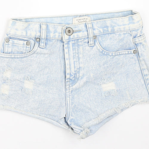 FOREVER 21 Womens Blue  Denim Hot Pants Shorts Size 24 in