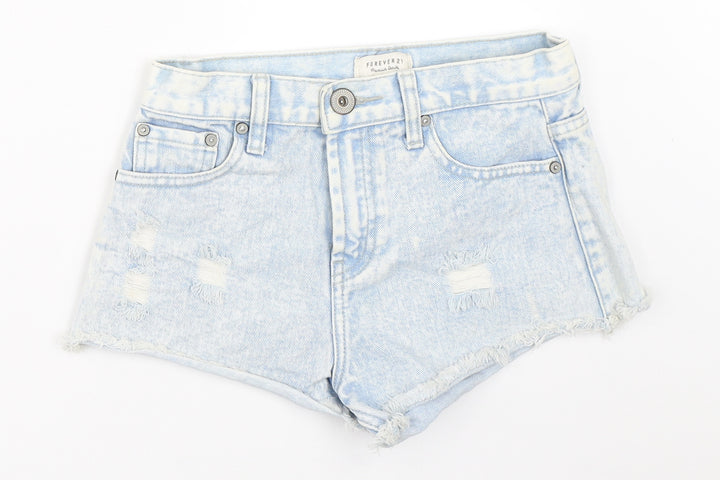 FOREVER 21 Womens Blue Denim Hot Pants Shorts Size 24 in
