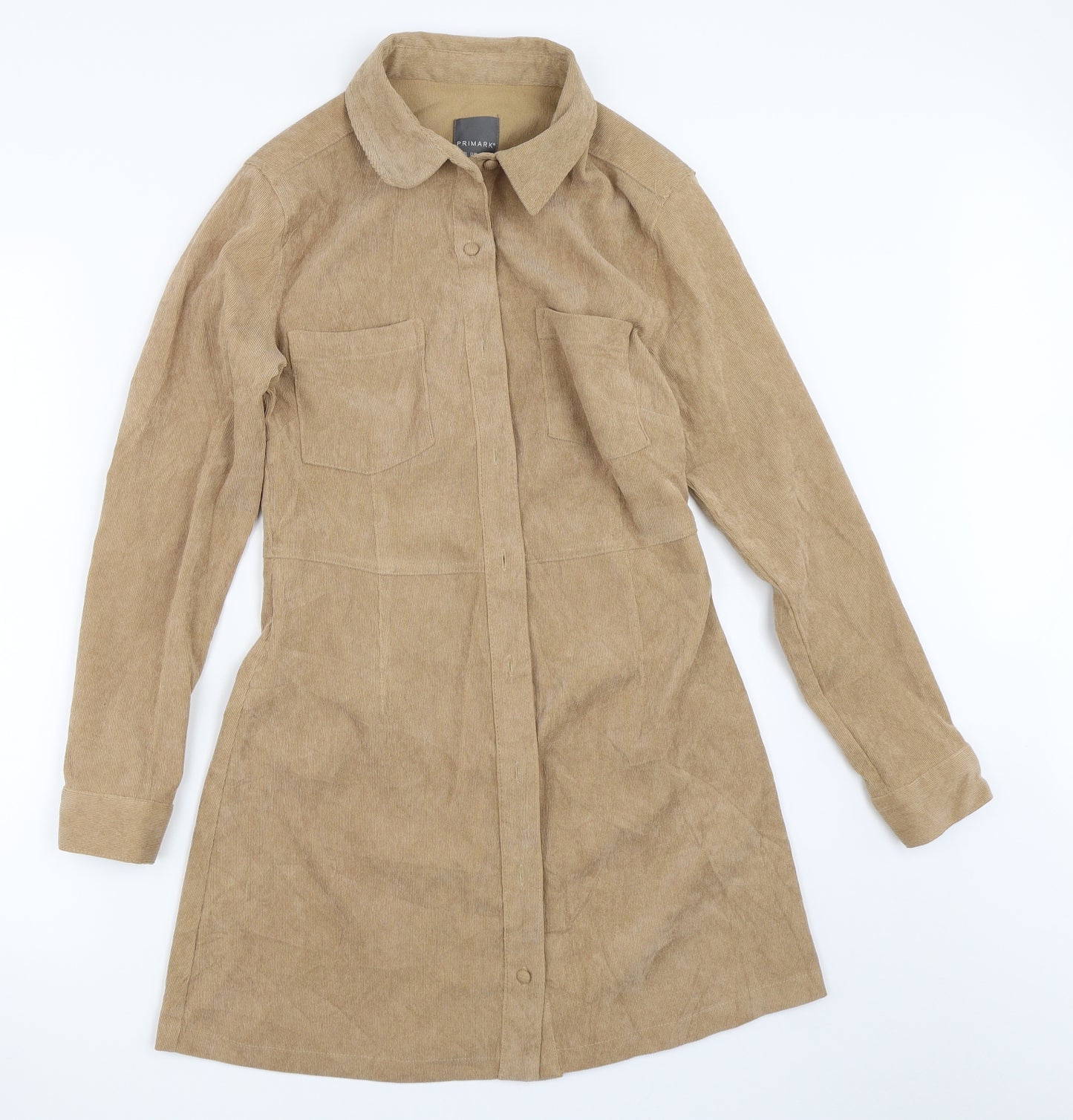 Primark Womens Beige  Corduroy Shirt Dress  Size 10