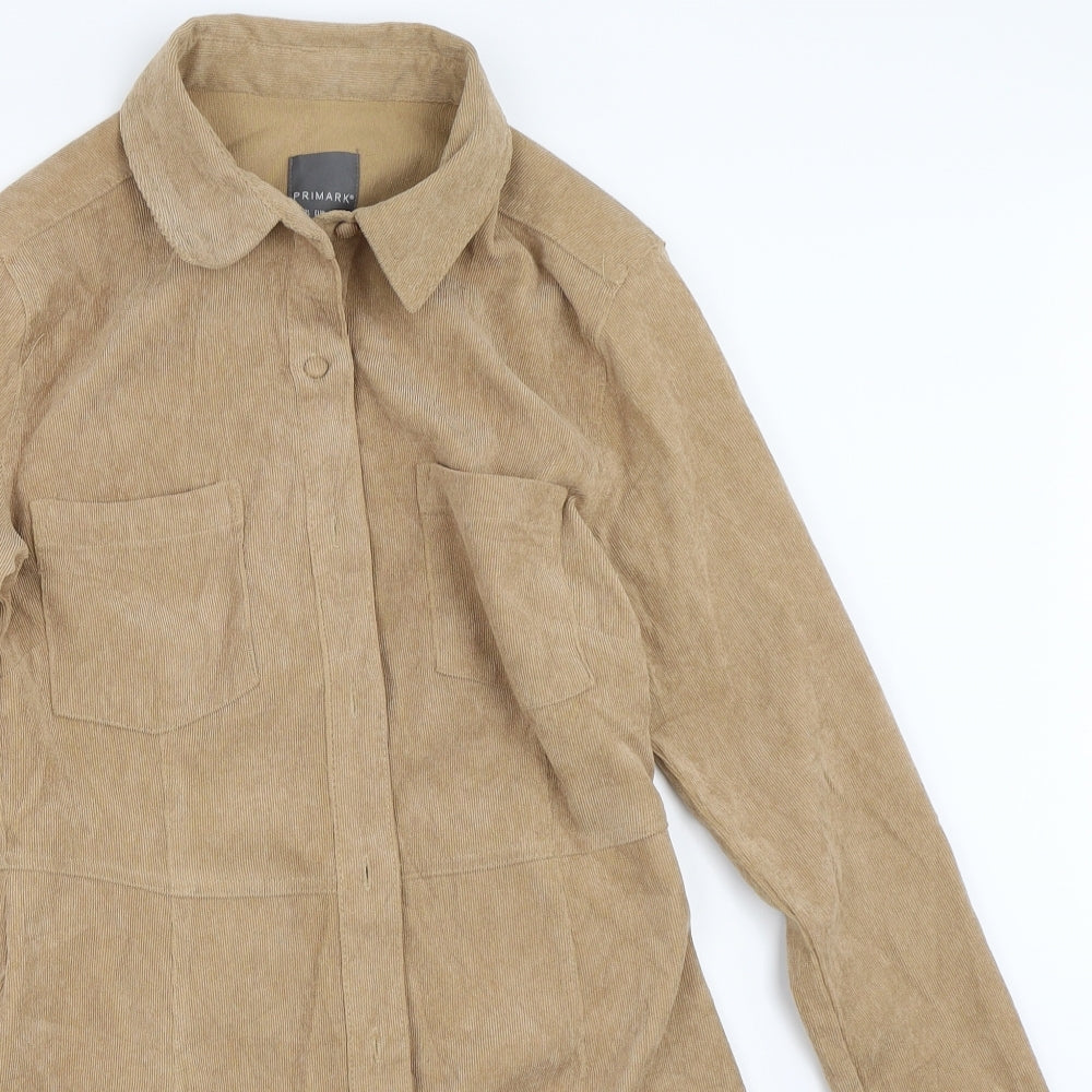 Primark Womens Beige  Corduroy Shirt Dress  Size 10