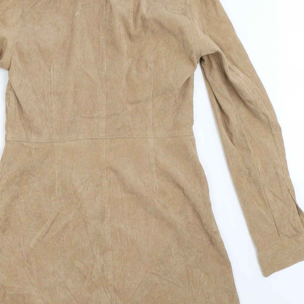 Primark Womens Beige  Corduroy Shirt Dress  Size 10
