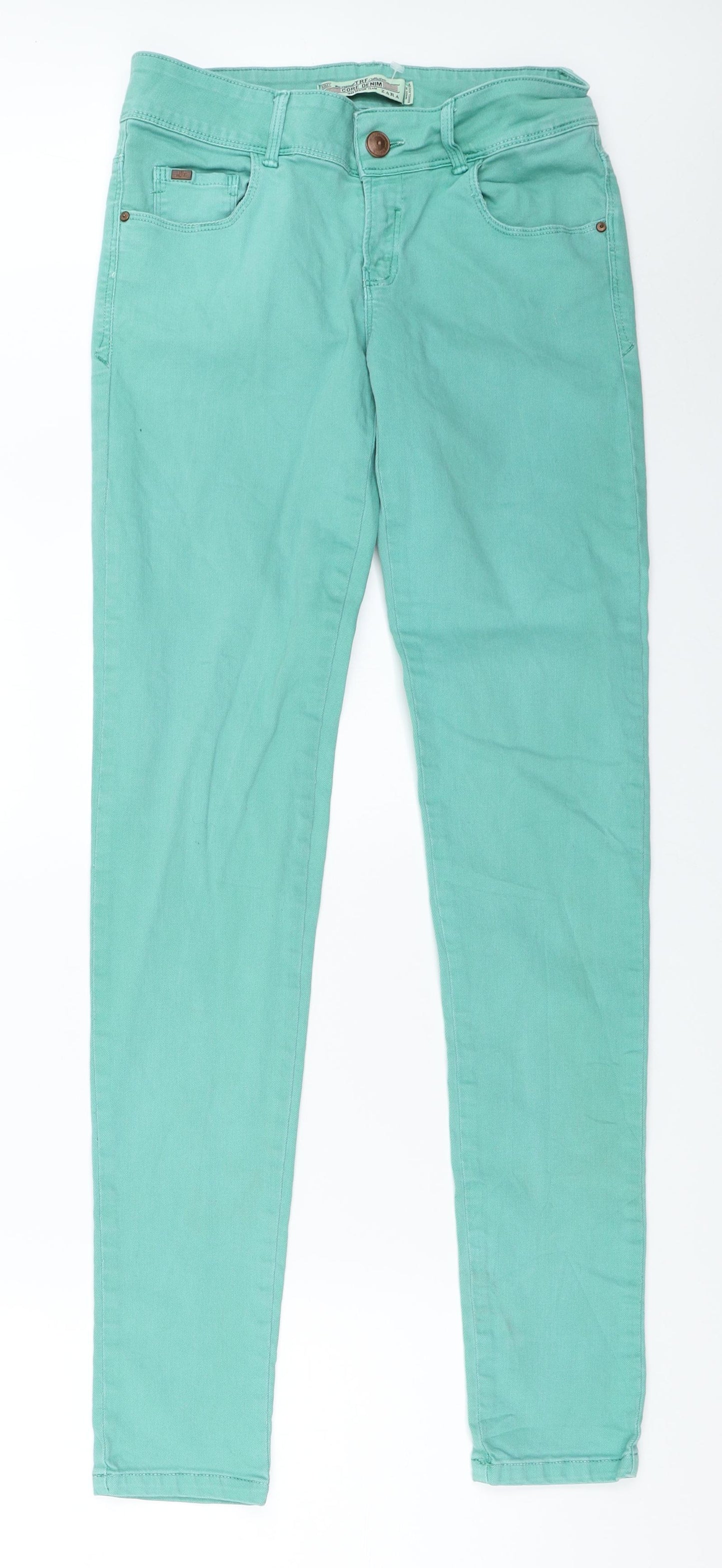 Zara Womens Green   Skinny Jeans Size 38 L32 in