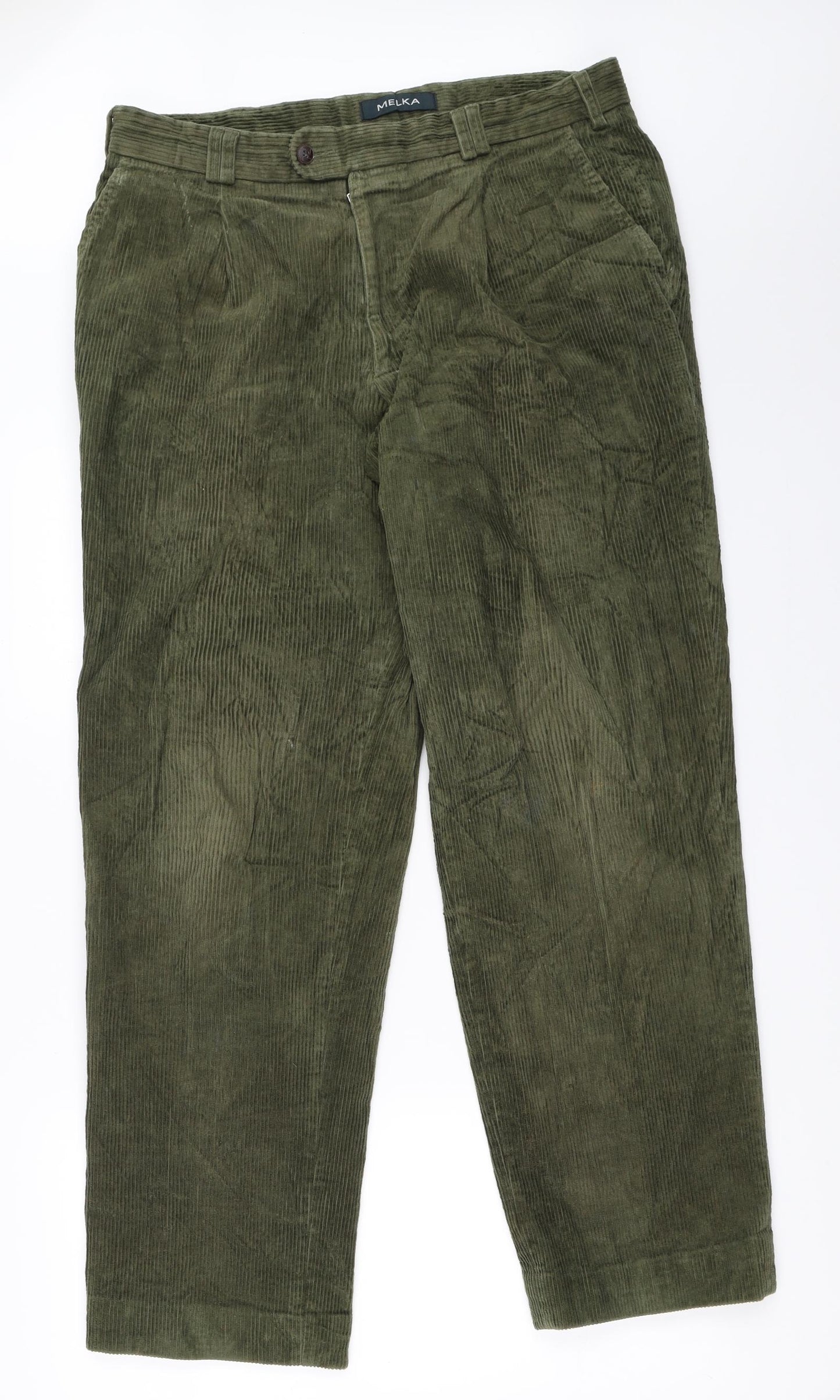 Melka Mens Green  Corduroy Trousers  Size 36 in L31 in