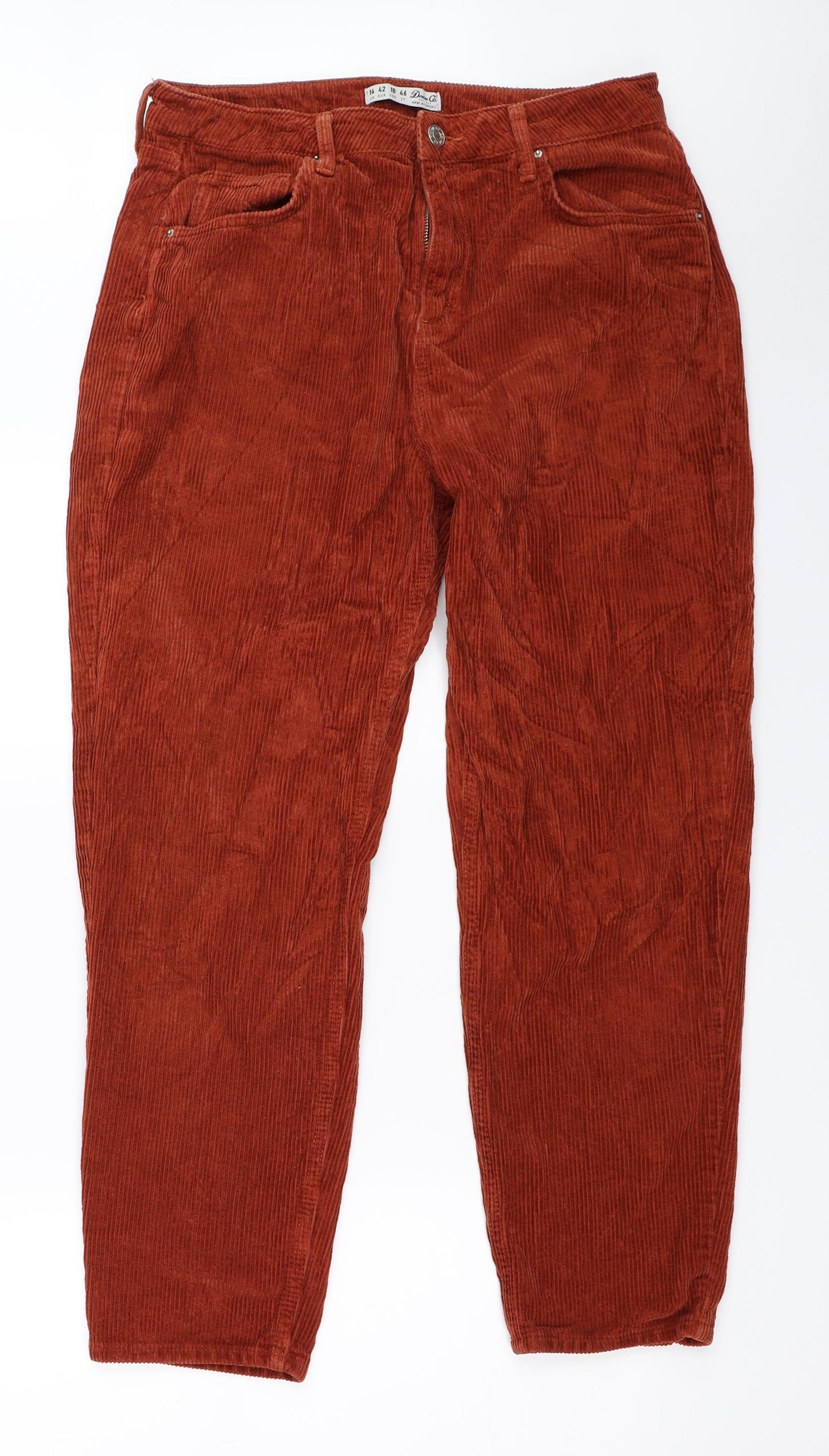 Primark Womens Orange  Corduroy Trousers  Size 14 L27 in