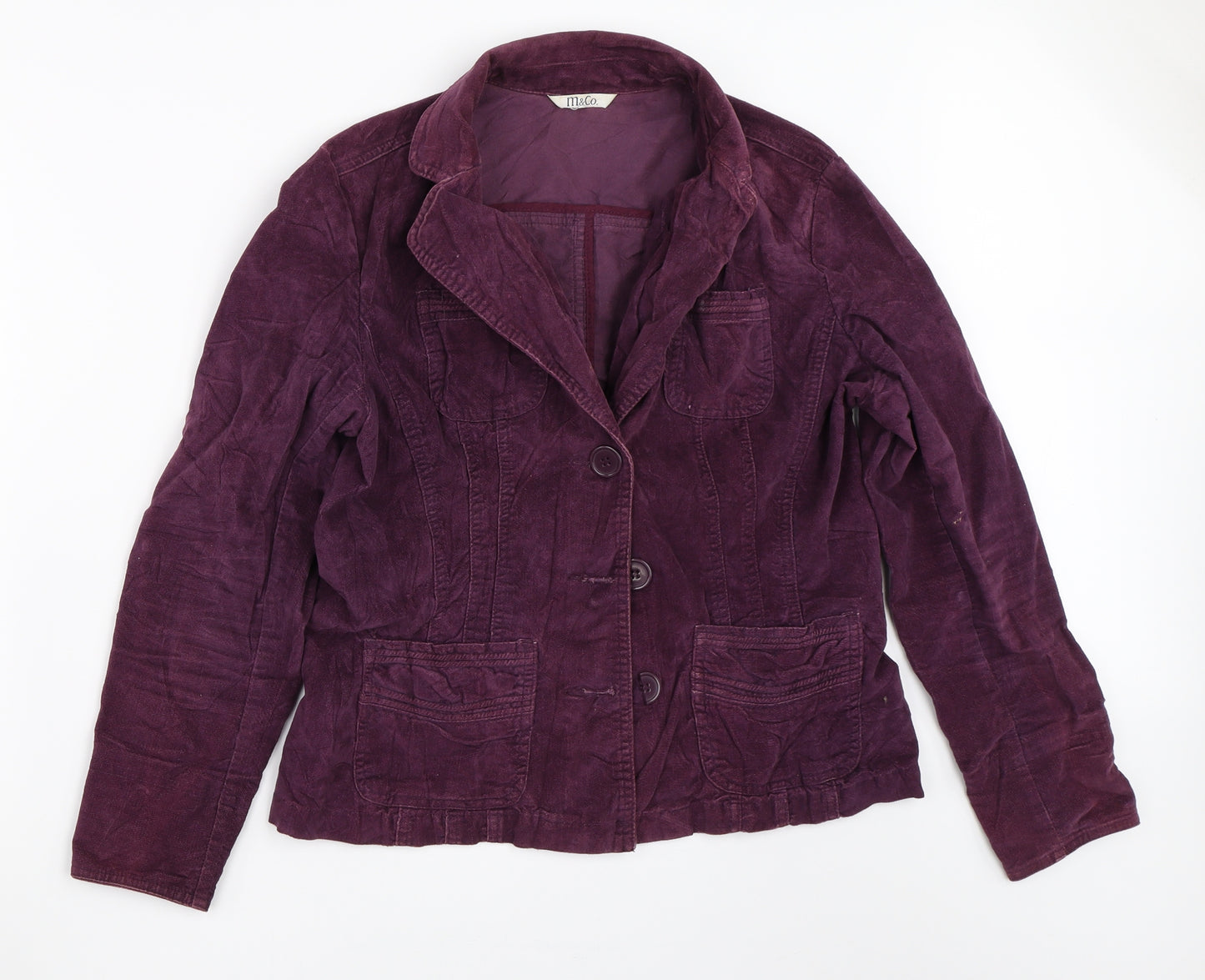 M&Co Womens Purple  Corduroy Jacket  Size 14