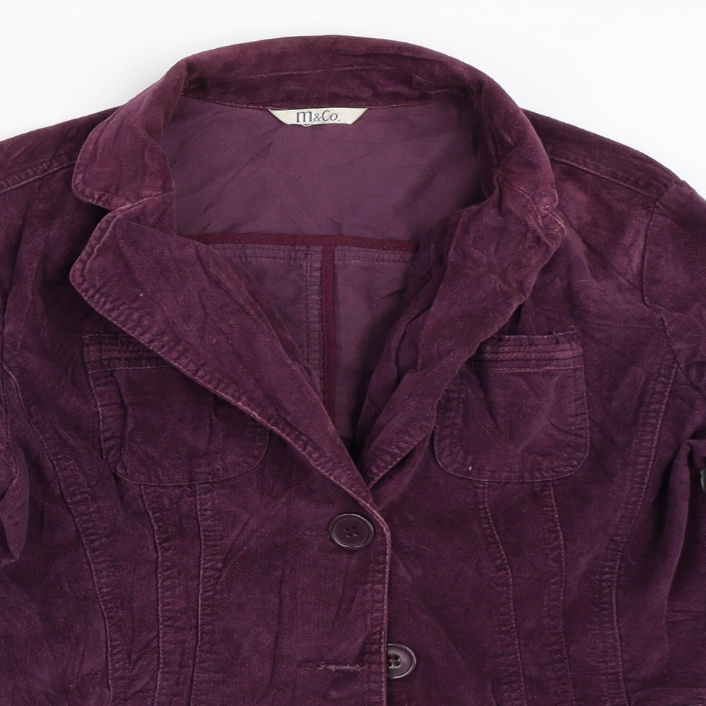 M&Co Womens Purple  Corduroy Jacket  Size 14