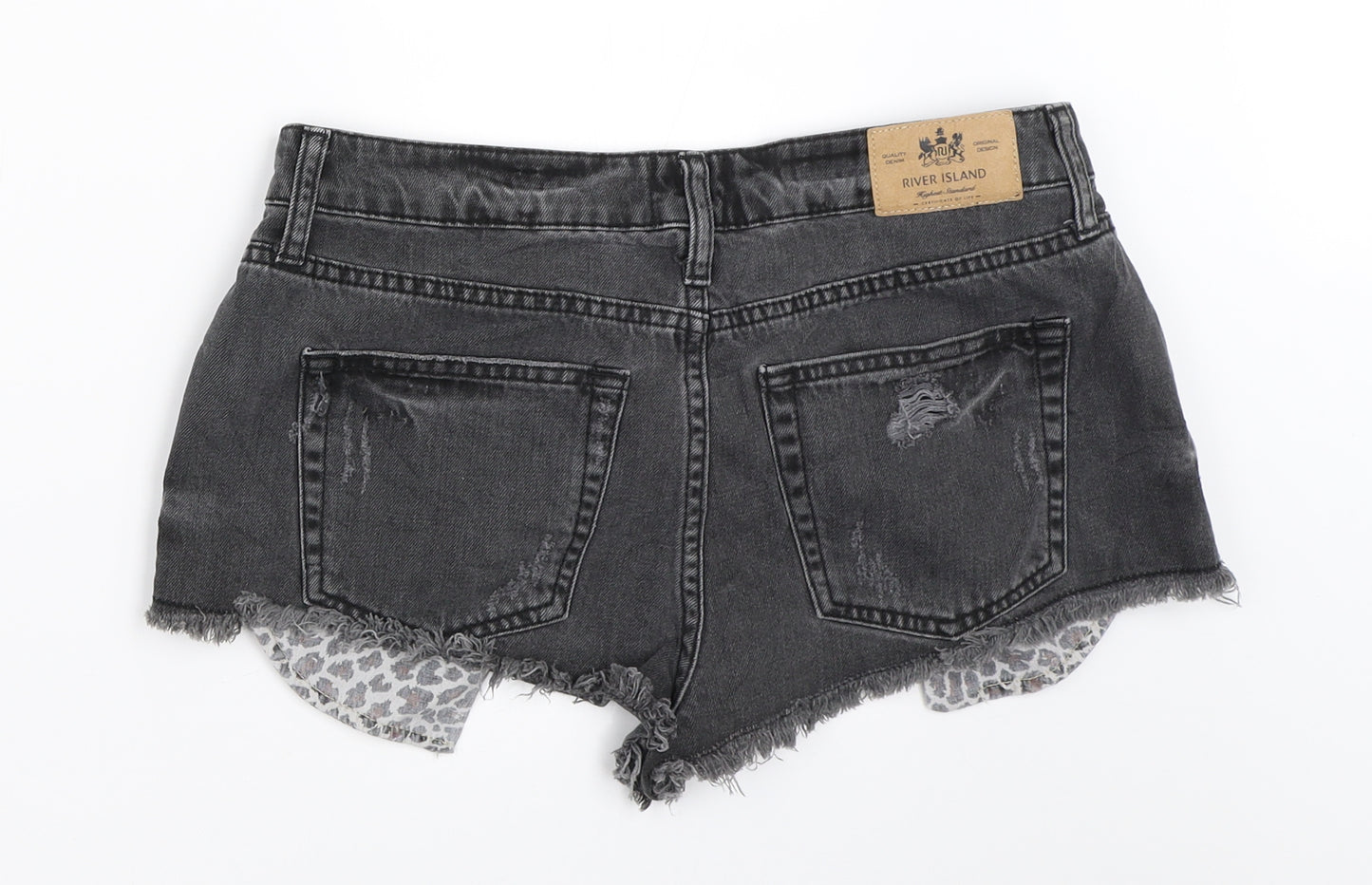 River Island Womens Black  Denim Hot Pants Shorts Size 12