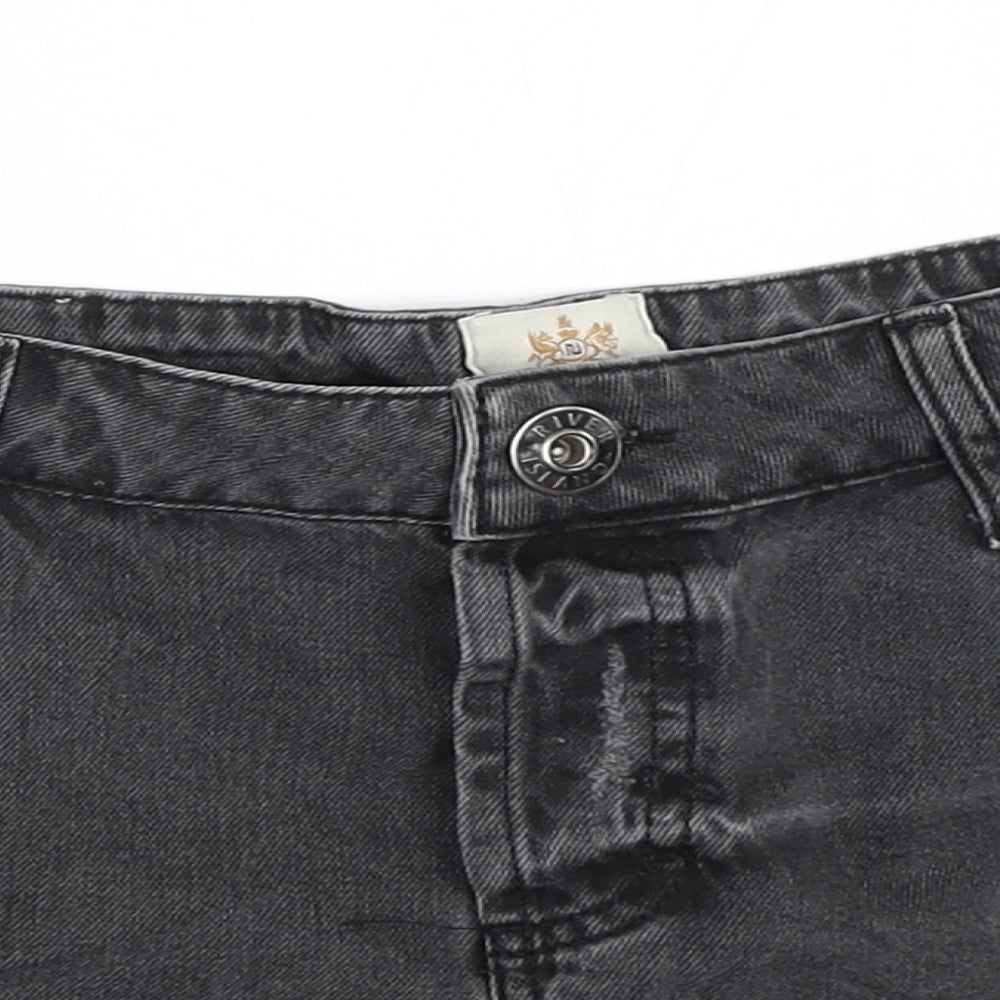 River Island Womens Black  Denim Hot Pants Shorts Size 12