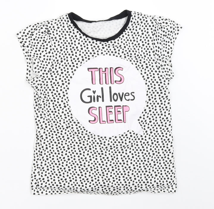 George Girls White Solid Top Pyjama Top Size 9-10 Years