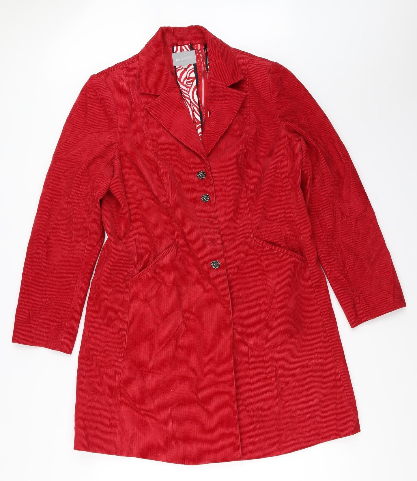 Marks and Spencer Womens Red  Corduroy Overcoat Coat Size 14