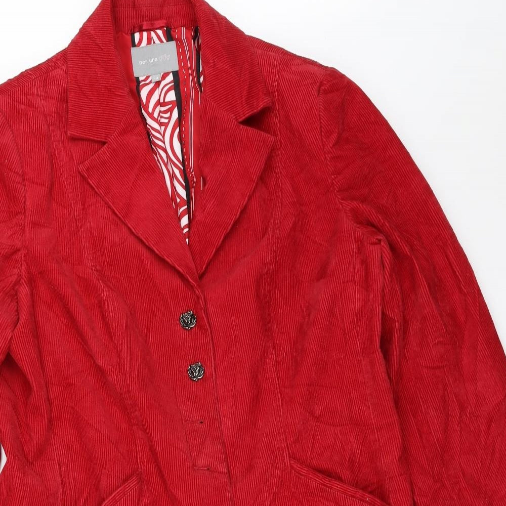 Marks and Spencer Womens Red  Corduroy Overcoat Coat Size 14