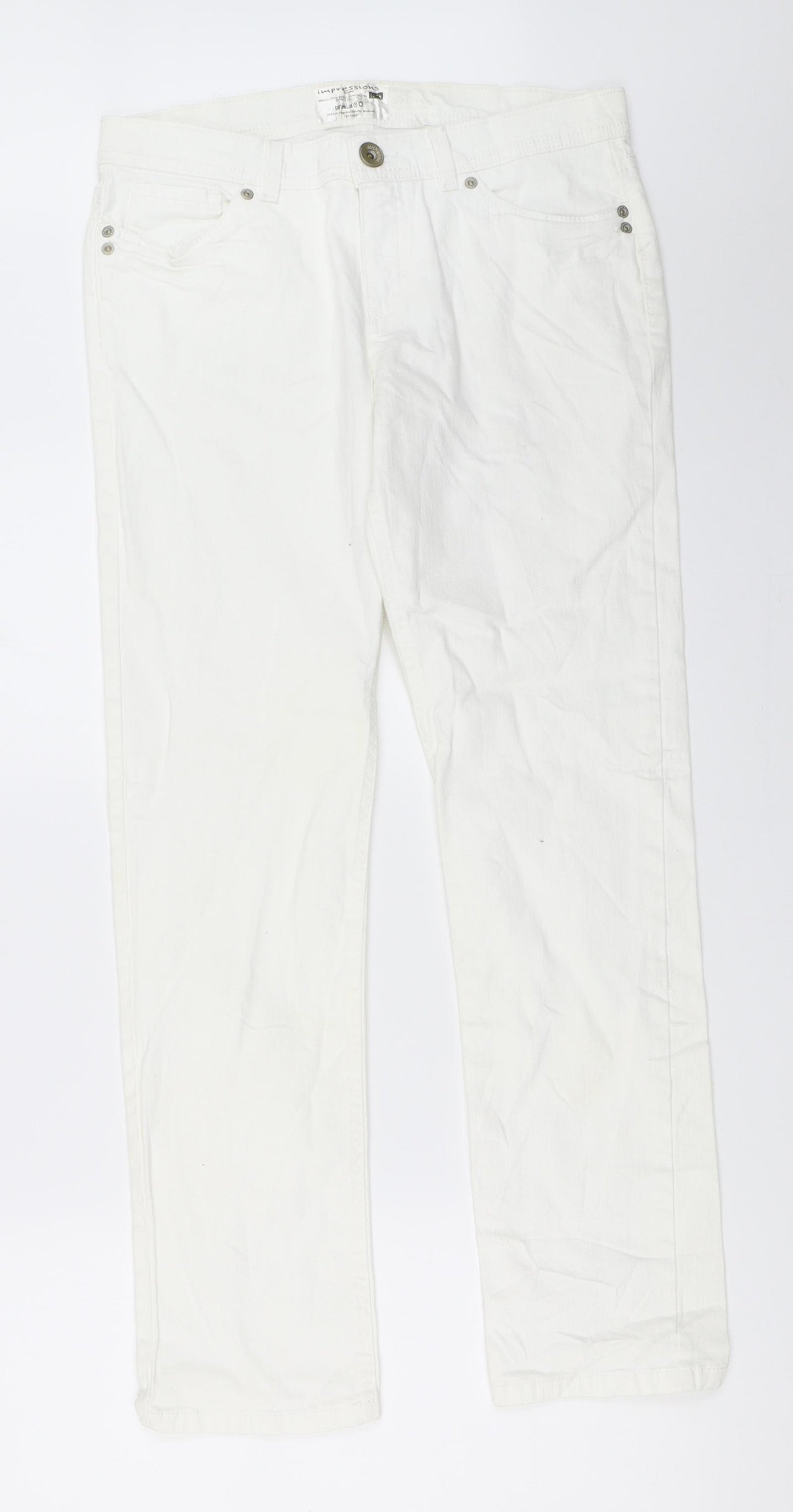 Impressions Womens White   Straight Jeans Size 12 L29 in