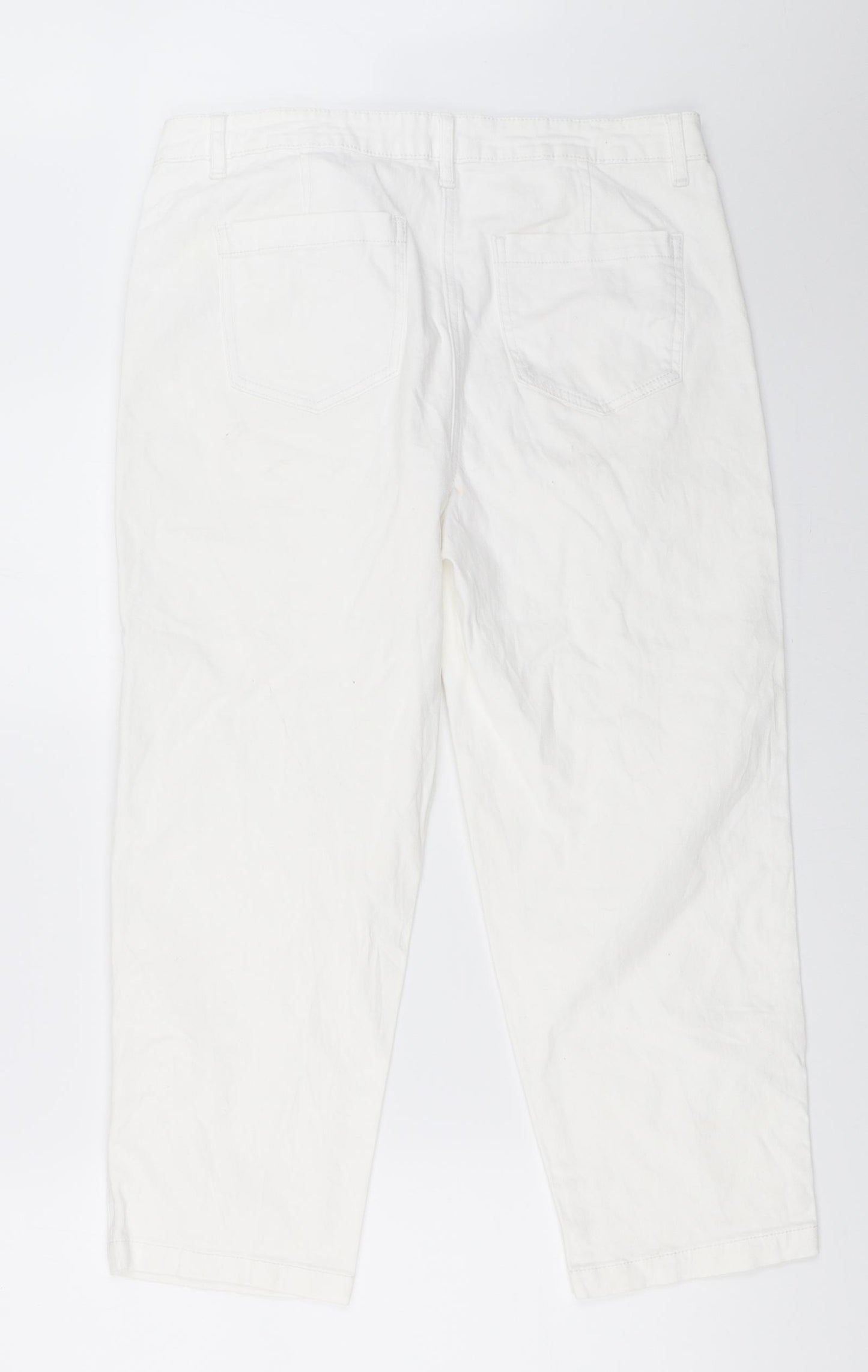 Papaya Womens White   Cropped Trousers Size 14 L22.5 in
