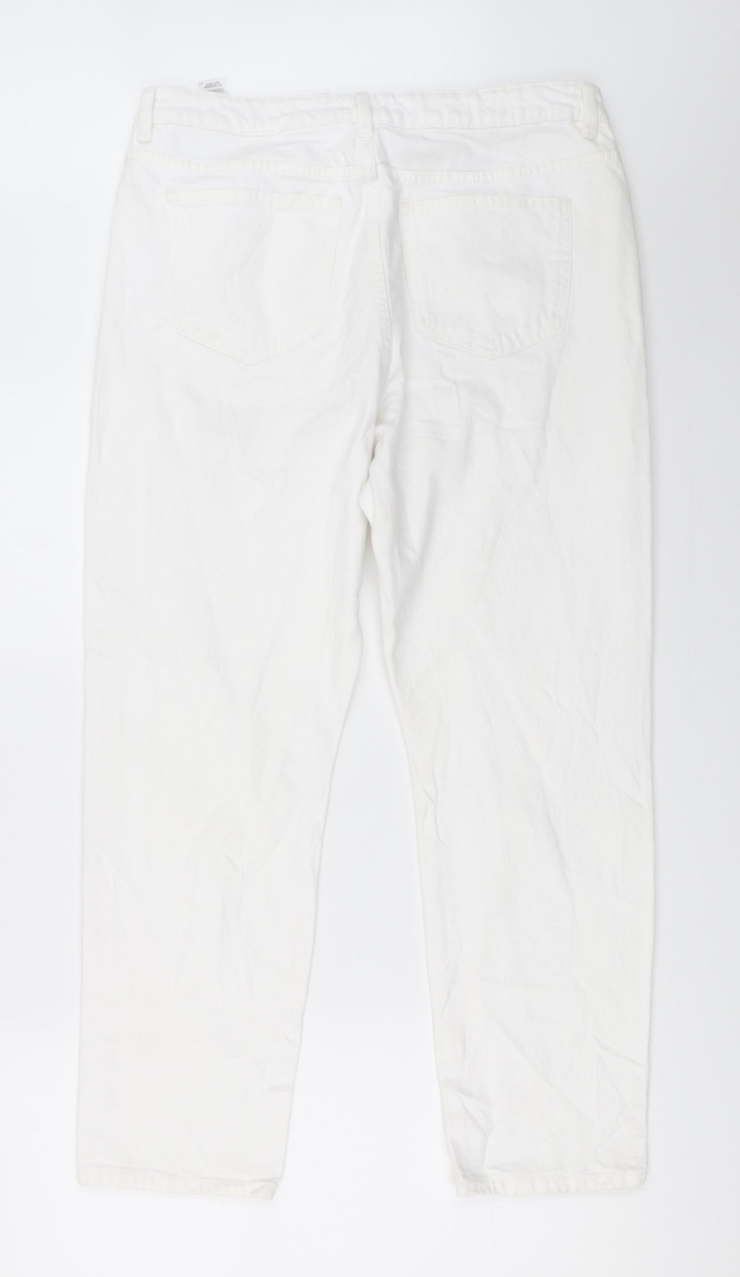 Marks and Spencer Womens White  Denim Mom Jeans Size 14 L27 in