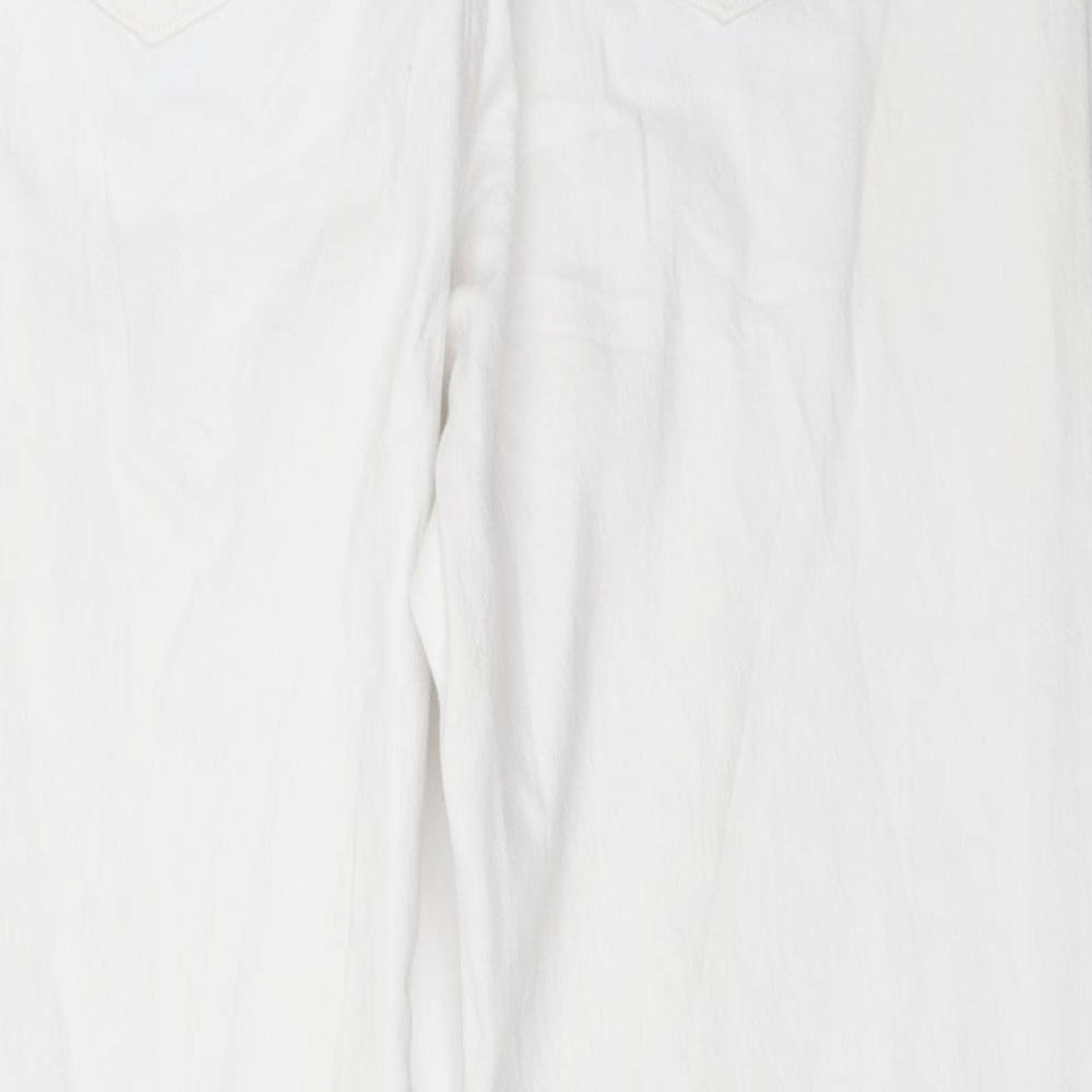 Marks and Spencer Womens White  Denim Mom Jeans Size 14 L27 in
