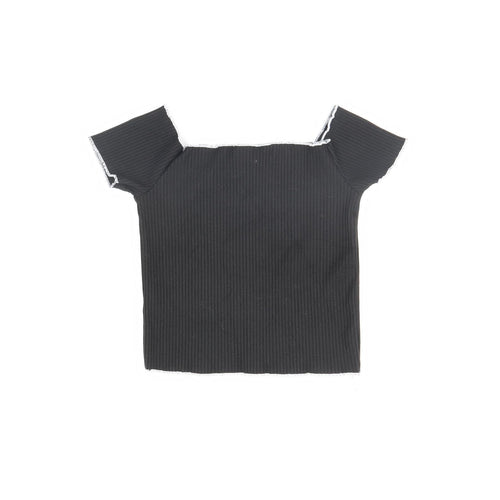 Primark Womens Black   Cropped T-Shirt Size 10