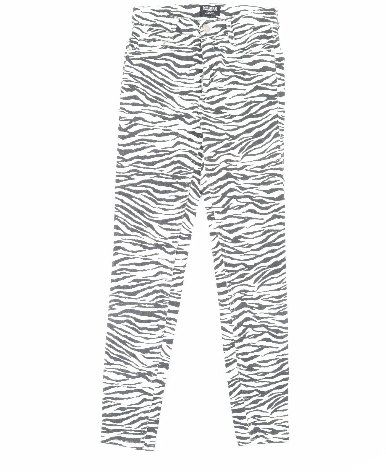 Zara Womens White Animal Print Denim Skinny Jeans Size 8 L29 in
