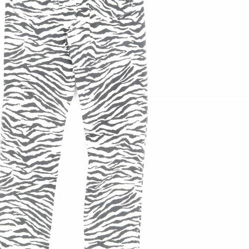 Zara Womens White Animal Print Denim Skinny Jeans Size 8 L29 in
