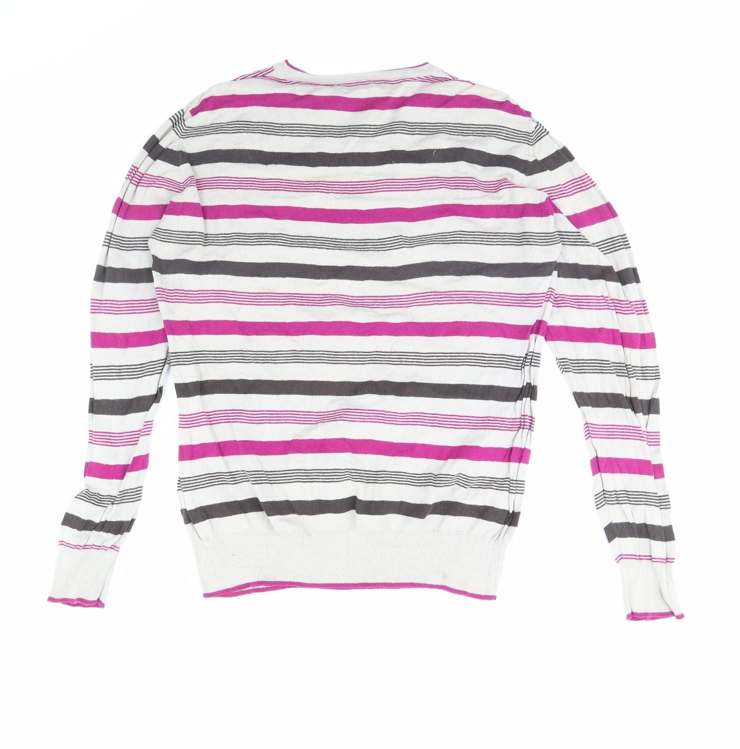SOFT GREY Womens Beige Striped  Pullover Jumper Size XL