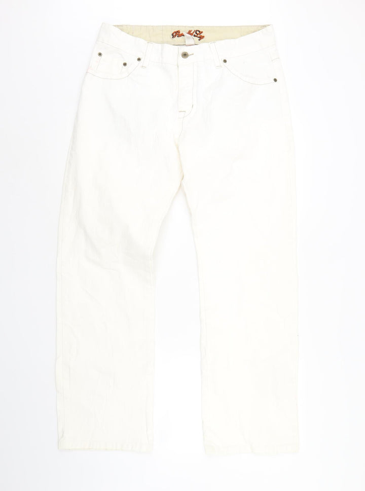 Parallel Womens Ivory Denim Straight Jeans Size 36 in L32 in