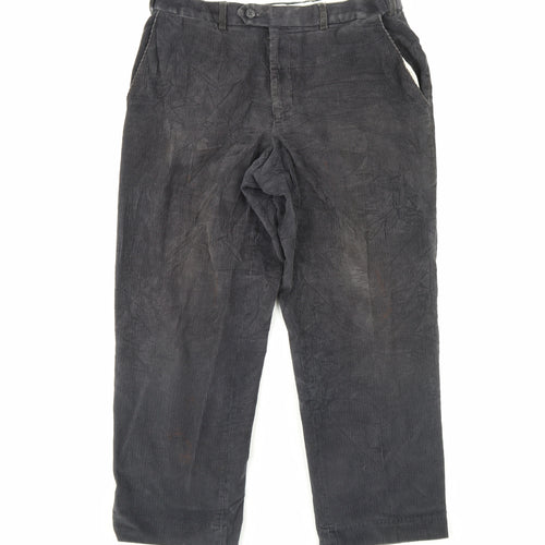 m&s Mens Black  Corduroy Trousers  Size 34 in L29 in