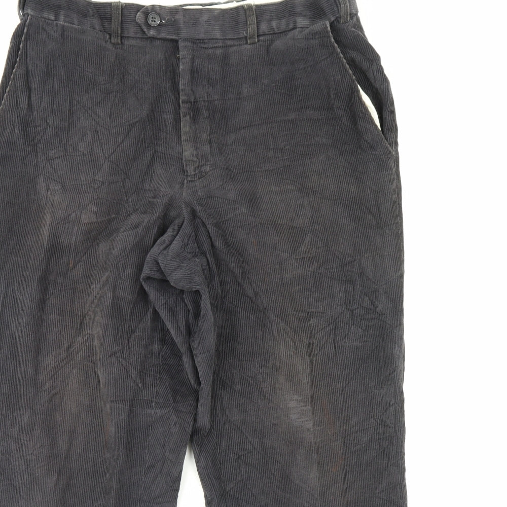 m&s Mens Black  Corduroy Trousers  Size 34 in L29 in