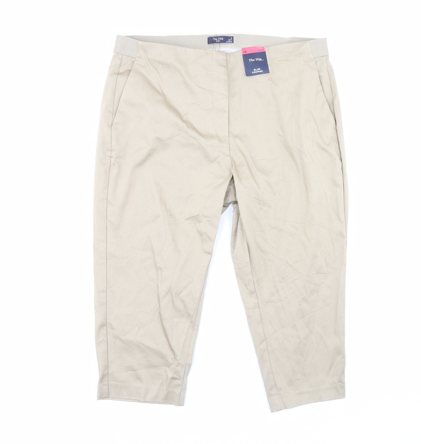 m&s Womens Beige   Cropped Trousers Size 18 L21 in