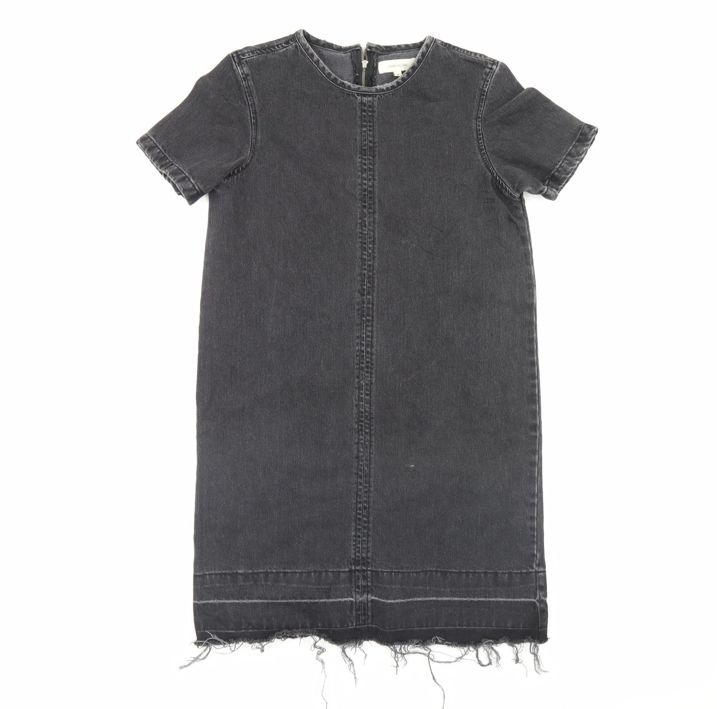 River Island Womens Black  Denim Pinafore/Dungaree Dress  Size 8